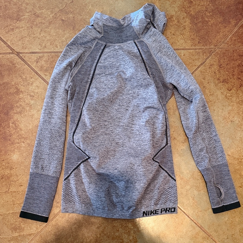 Nike Pro Heather Gray Long Sleeve Shirt